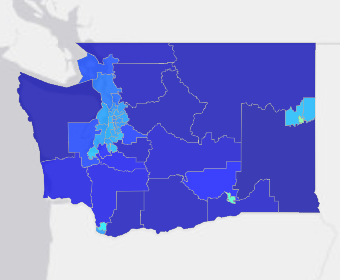 Map image for WA Legislative Districts Heat Health Risk - 1991-2020 - Hottest 30 days of each year
